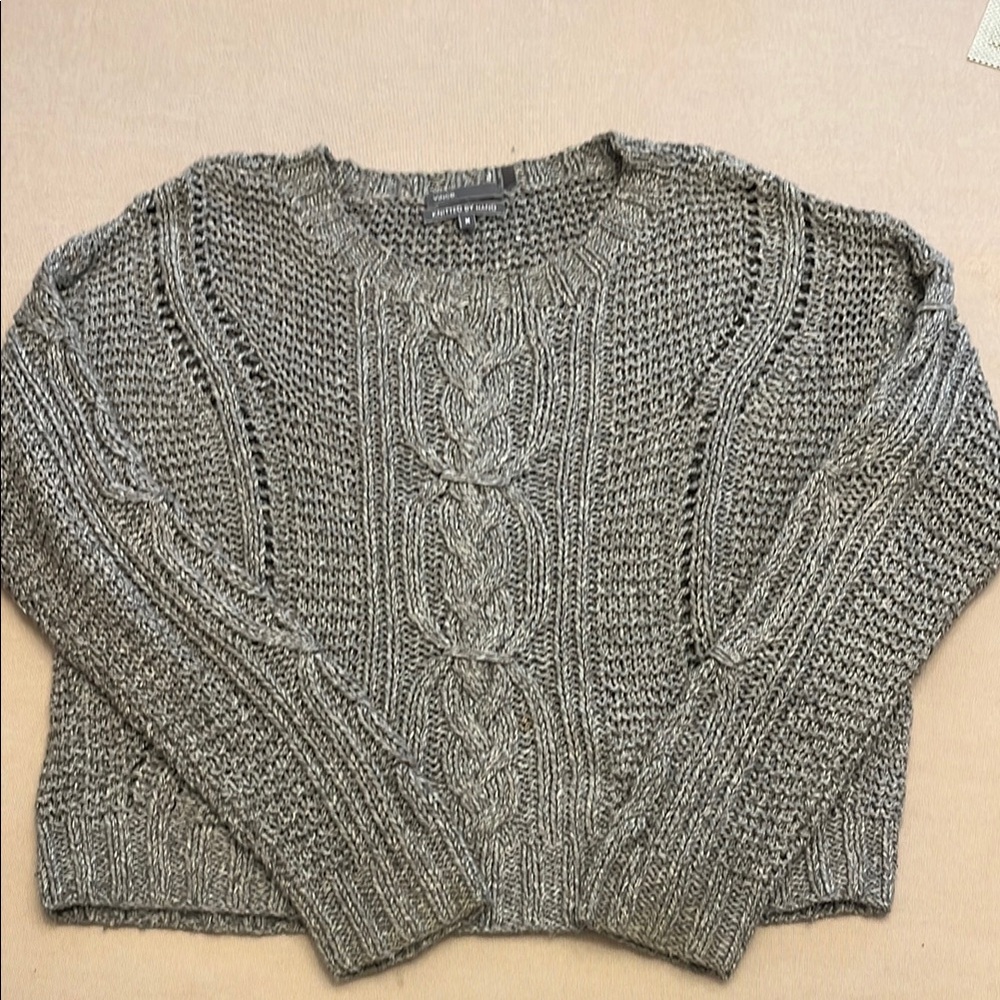 Vince Gray Crew Neck Cable Knit Sweater